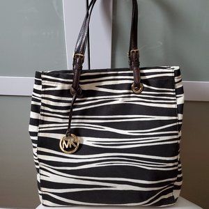 Michael Kors MK Canvas Tote in Zebra Print